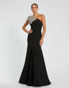 Mac Duggal Powder Blue Crepe One Shoulder Gown With Flower Black  #11810 