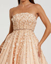 Embellished Lace Strapless Midi A Line Dress - Champagne