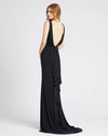 V-neck wrap sleeveless evening gown - Midnight