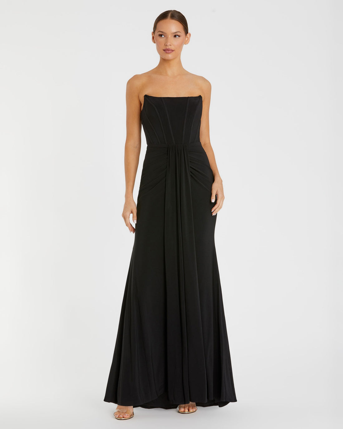 Mac Duggal, Strapless sweetheart jersey gown with waist detail, Black #13003 