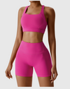 Super Soft Detail Gym Set - Hot Pink - Black Women's Gym Clothes & Workout Outfits - Free Shipping!