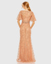 Embellished Neck Butterfly Sleeve Trumpet Gown - Cinnamon