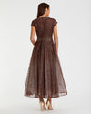 Gray Embellished Cap Sleeve A Line Dress - Chocolate