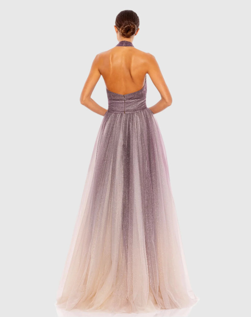 Glitter ombre halter neck ballgown - Grey