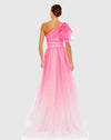 Glitter ombre ruffled one shoulder ballgown - Pink