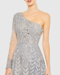 One shoulder A-line sequin gown - Taupe