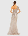 One shoulder A-line sequin gown - Taupe