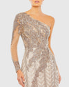 One shoulder A-line sequin gown - Taupe