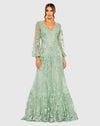 Mac Duggal Pink Puff Sleeve A-Line Embroidered Gown #20430 Sage Green