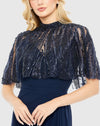 Sleeveless gown wiith embellished cape - Navy