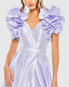 Flutter Sleeve V-Neck Ballgown with Slit - Periwinkle