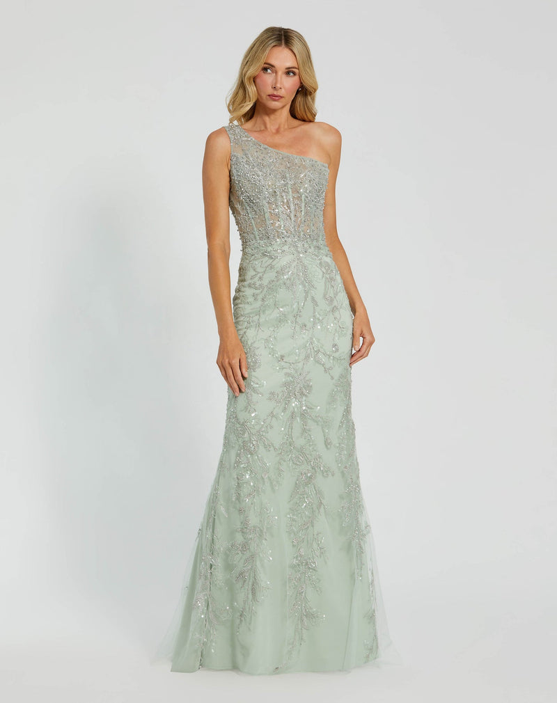 Mac Duggal One Shoulder Embellished Gown #20543 Sage