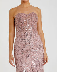 Strapless embellished crystal gown - Blush Pink