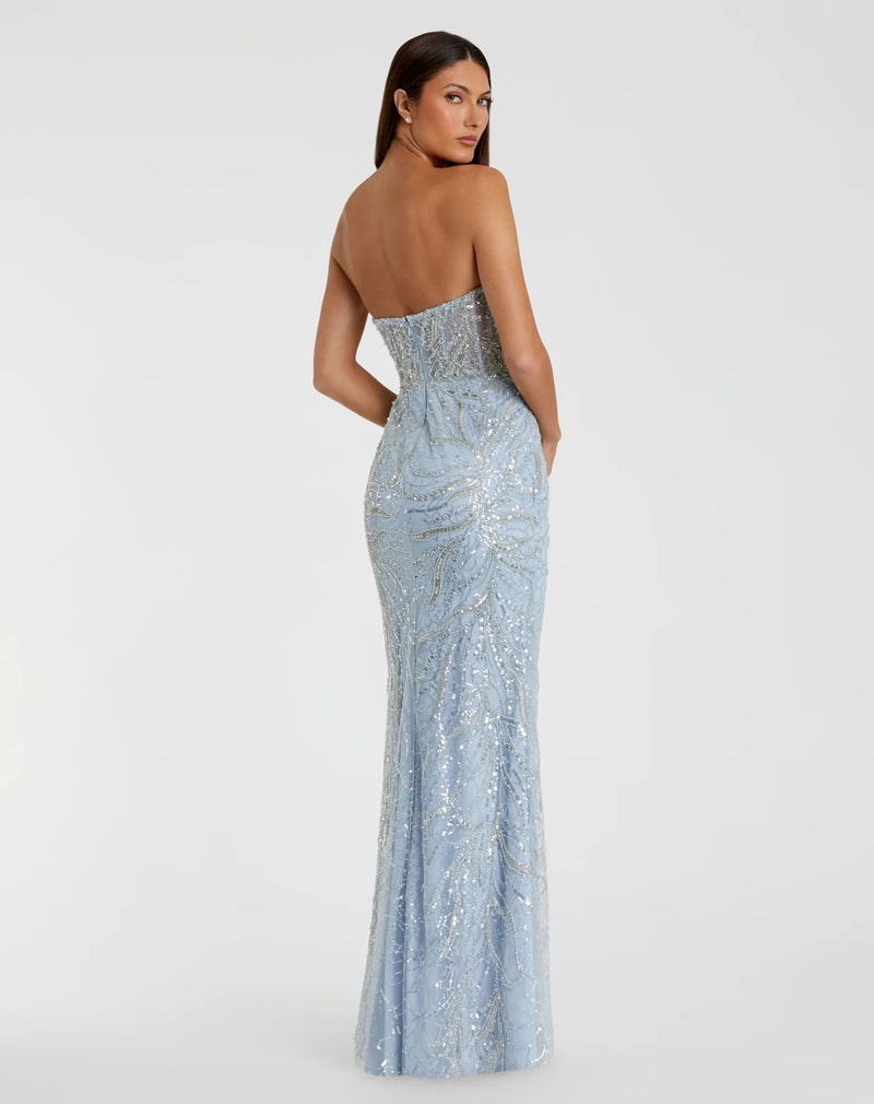 Strapless embellished crystal gown - Powder Blue