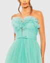 Strapless Glitter Tulle Gown - Aqua Ombre