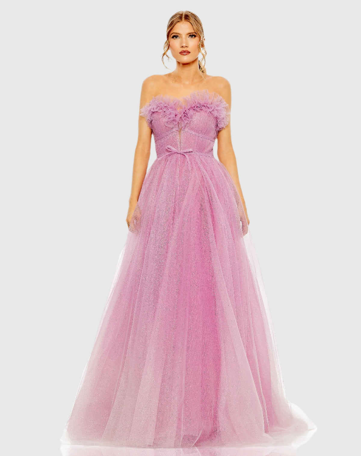 Mac Duggal, Strapless Glitter Tulle Gown - #20555 Lilac Ombre