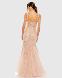 Tulle corset detail embellished bodice gown - Pink