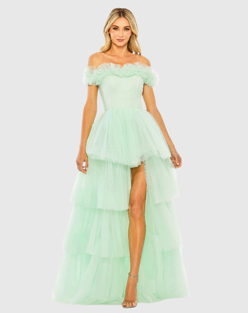 Mac Duggal, Off The Shoulder Tulle Gown - Mint #20570 