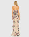 Strapless Floral Embroidered Gown - Nude