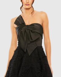 Strapless Bow Front Ball Gown - Black