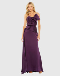 Mac Duggal, Strapless Bow Front Detailed Gown Aubergine #20585