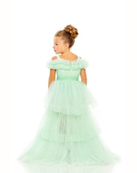 Mini Off The Shoulder Tulle Gown - Mint