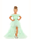 Mini Off The Shoulder Tulle Gown - Mint