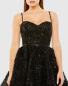 Beaded Strap Bustier Sequin Mini Dress - Black