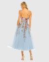 Slim Strap Sheer Bustier Embroidered Dress - Powder Blue