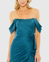 Ruched bustier off the shoulder gown - Blue