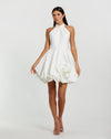 Mac Duggal, Satin High Neck Bubble Hem Mini Dress White #20707 