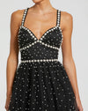 Pearl Beaded High Low Gown - Black