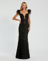 Feather Bustier Corset Dress - Black