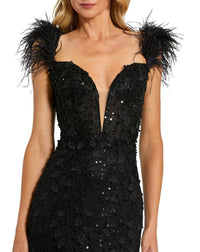 Feather Bustier Corset Dress - Peach