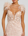 Feather Bustier Corset Dress - Peach