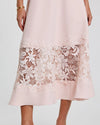 Crepe Boat Neck Midi Dress With Applique Cut Out - Blush