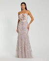 Mac Duggal Pink Strapless Beaded Applique Mermaid Gown With Flower Pink #21036 