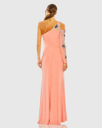 One shoulder floral embellished gown - Pink