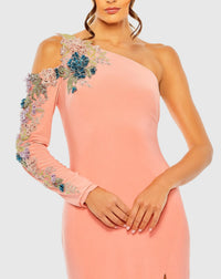 One shoulder floral embellished gown - Pink