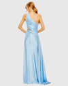 One shoulder embellished satin gown - Blue