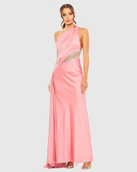 Mac Duggal One shoulder embellished satin gown - Pink #2210