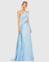 Mac Duggal One shoulder embellished satin gown - Blue #2210