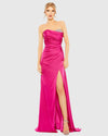 Strapless Embellished Sweetheart Neckline Satin Gown - Magenta