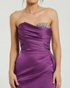 Strapless Embellished Sweetheart Neckline Satin Gown - Violet