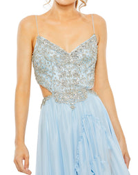 Embellished Cut Out Gown - Powder Blue - Sale