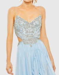 Embellished Cut Out Gown - Powder Blue - Sale