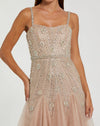 Black Slim Strap Embellished Bustier Gown - Nude