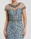 Sheer Top Embellished Mermaid Gown - Slate Blue