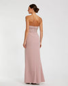 Strapless Crepe Fitted Gown With Rhinestones - Green