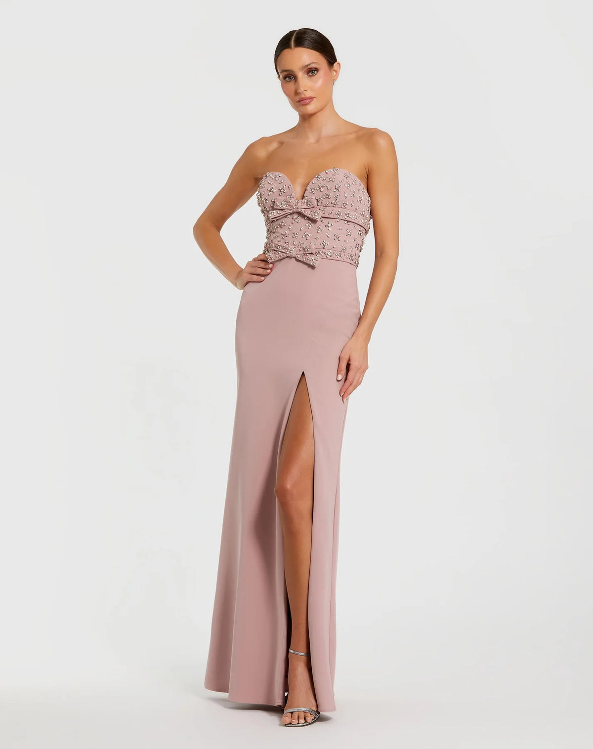 Mac Duggal Rose Strapless Crepe Fitted Gown With Rhinestones #2285